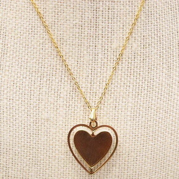 Heart Pendant Necklace Jessica Blessed One Goldtone Fashion Jewelry Flowers - Picture 5 of 11